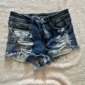 American Eagle Acid Wash Ripped Shortie Shorts